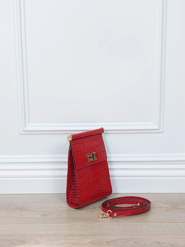 Elegant Red Faux Leather Clutch - Image 5