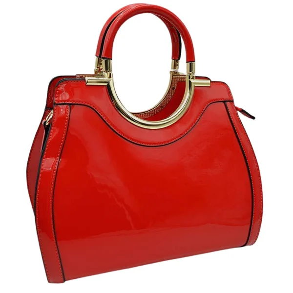 Elegant Black Patent Handbag - Image 12