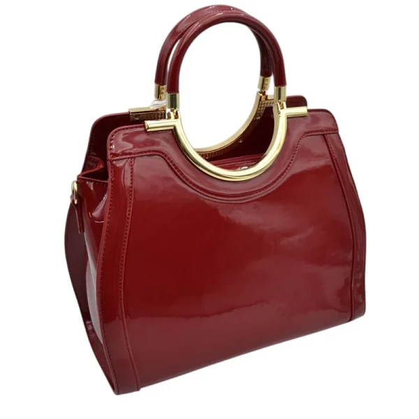 Elegant Black Patent Handbag - Image 15