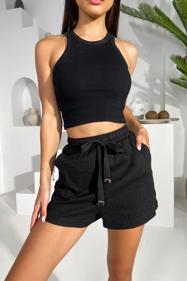 Sleek Black Ribbed Crop Top - Image 7