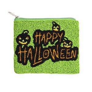 Festive Halloween Beaded Pouch