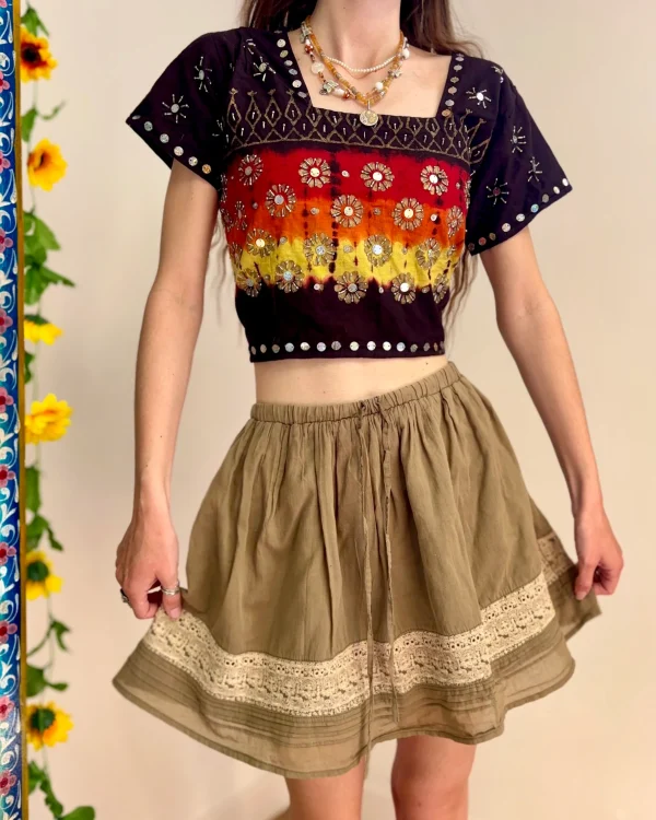 Bohemian Flower Embroidered Top and Skirt Set - Image 5