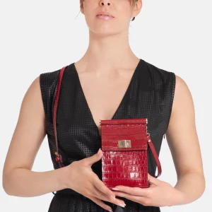 Elegant Red Faux Leather Clutch