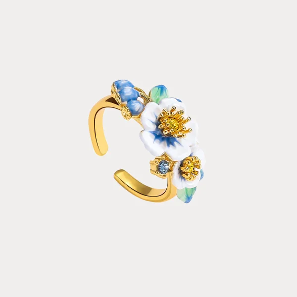 Elegant Floral Enamel Ring - Image 3