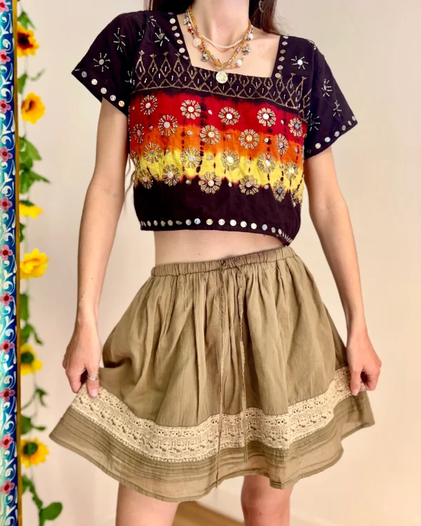 Bohemian Flower Embroidered Top and Skirt Set - Image 7
