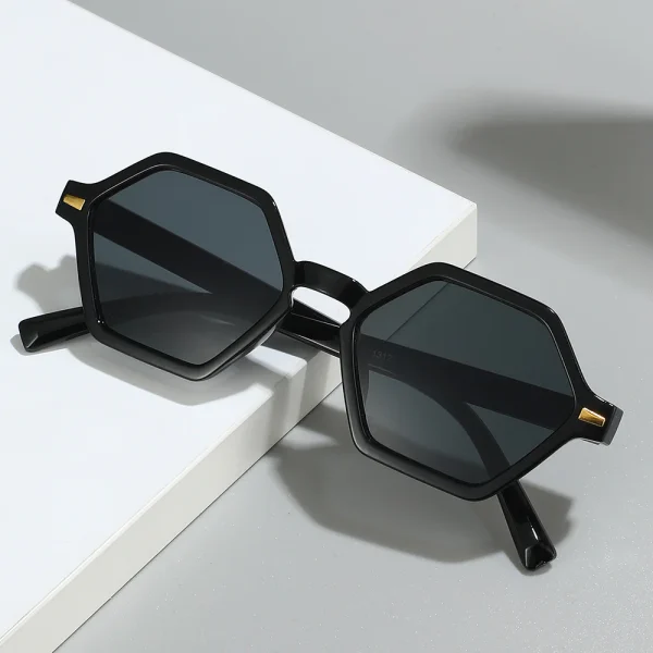 Sleek Geometric Black Sunglasses - Image 2