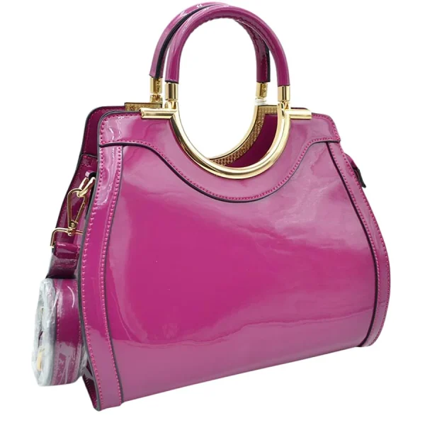 Elegant Black Patent Handbag - Image 10
