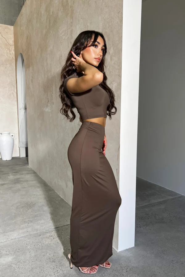 Elegant Chocolate Brown Two-Piece Set - Image 4