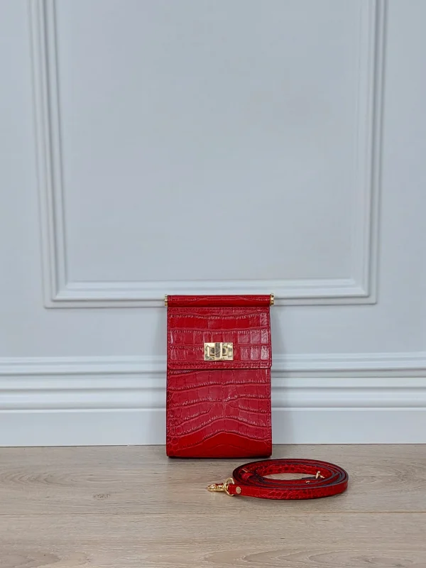 Elegant Red Faux Leather Clutch - Image 4