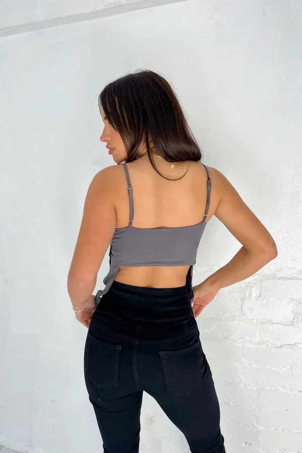 Chic Charcoal Tie-Front Cami Top - Image 5