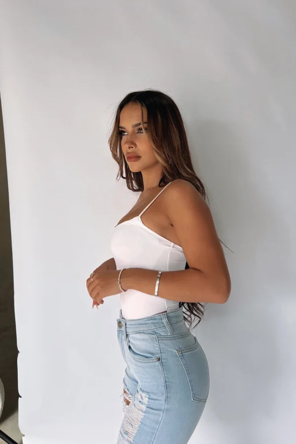 Elegant White Spaghetti Strap Top - Image 3