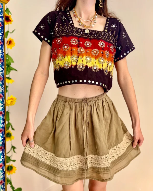 Bohemian Flower Embroidered Top and Skirt Set - Image 9
