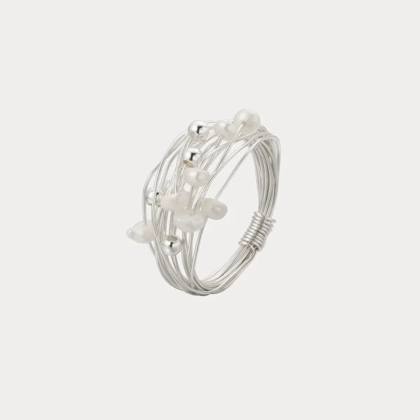 Elegant Wire Wrapped Pearl Ring