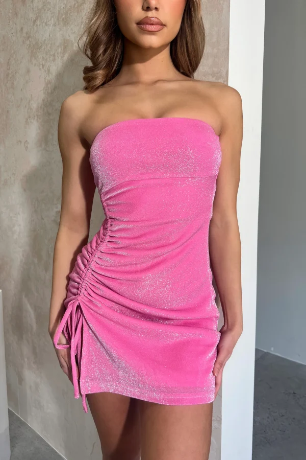 Chic Strapless Pink Mini Dress