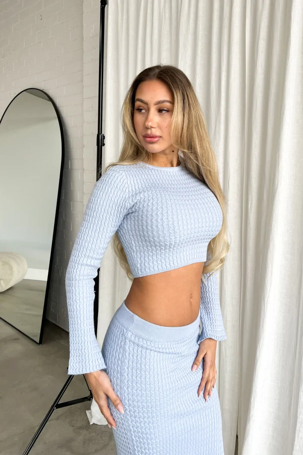 Elegant Sky Blue Knitwear Set - Image 7