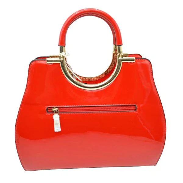 Elegant Black Patent Handbag - Image 17