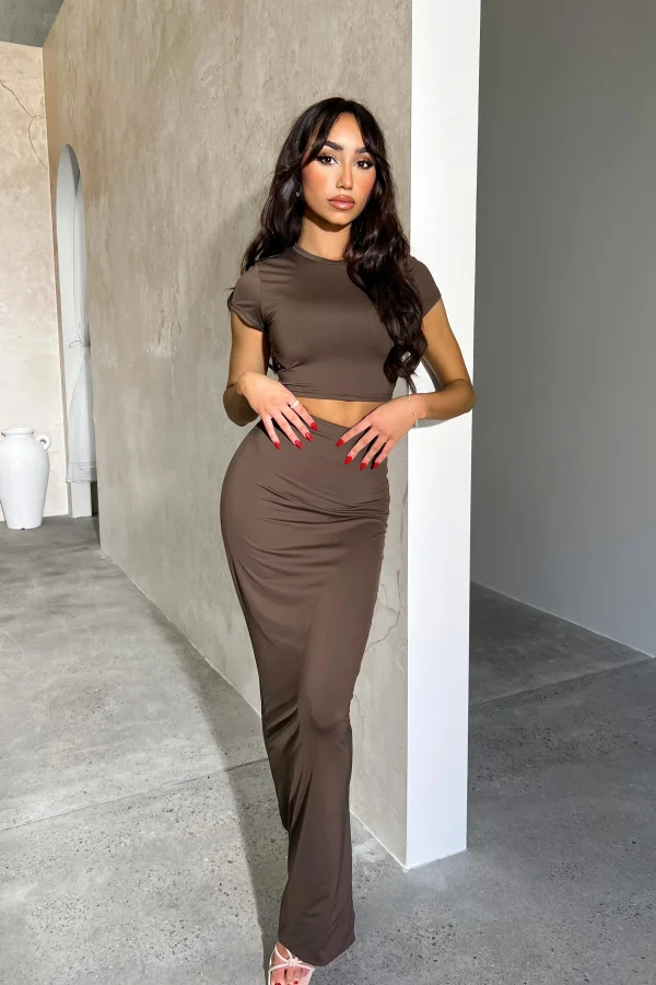 Elegant Chocolate Brown Two-Piece Set - Image 3